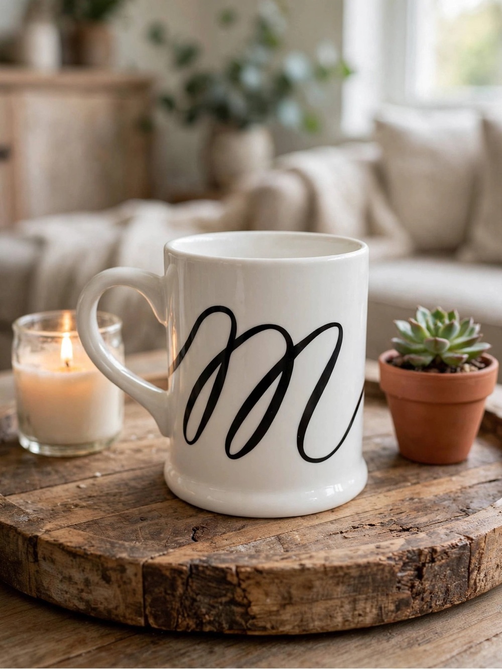 Indigo Monogram “M” Mug